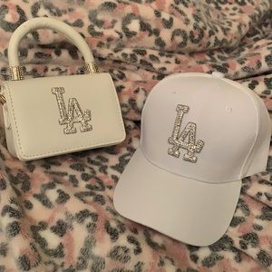 LA hat & purse to match (color white)